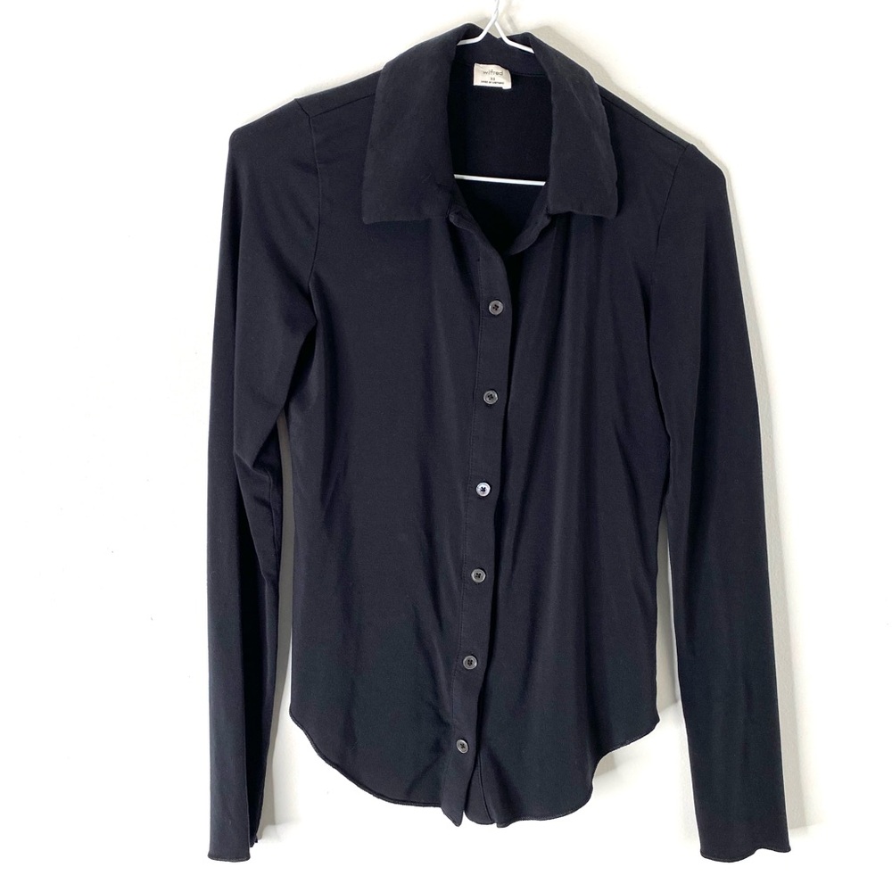 Wilfred Black Tencel Button Down Long Sleeve Shirt XS